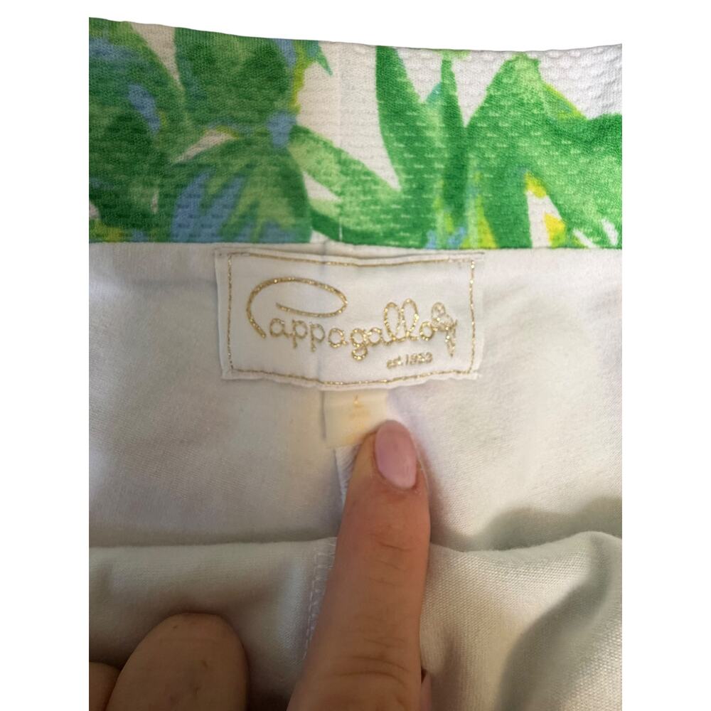 Pappagallo Tropical Floral Skort Pink Green Gold Buttons